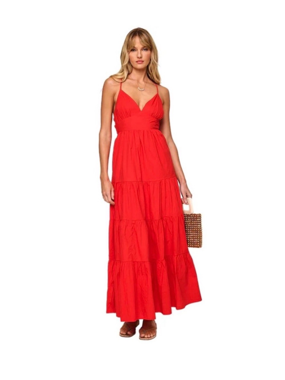 l*space Red Strappy Back Tiered Maxi Dress
